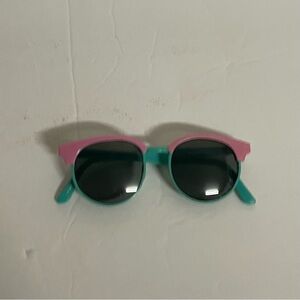Girls Pink and Turquoise Round Sunglasses One Size